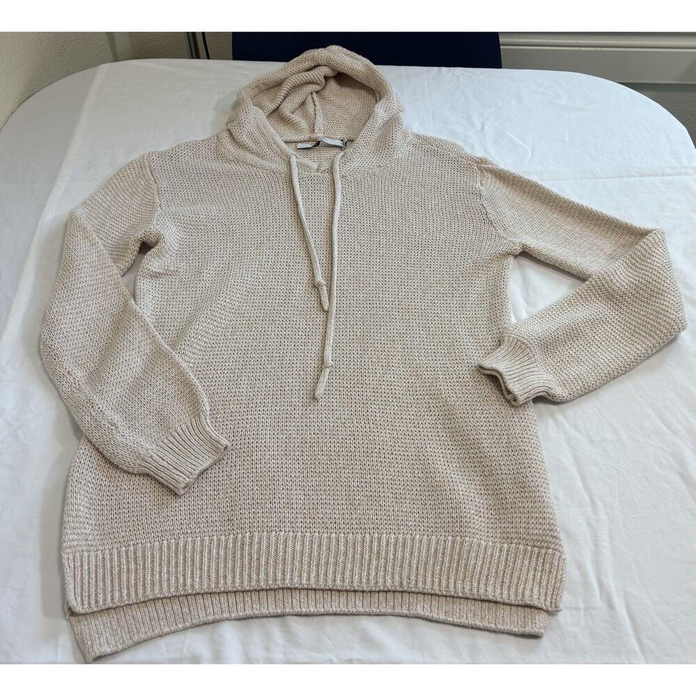 Harper Lane Cream Knit Hoodie Sweater Fisherman Nautical Preppy Women’s Size S - Picture 3 of 11